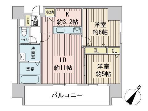 ECLAIR(2LDK/9階)の間取り写真