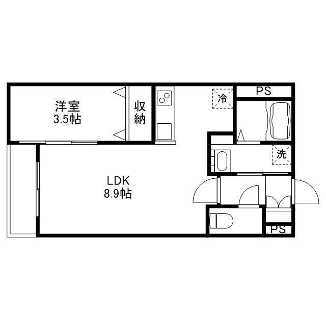月光道三町(1LDK/3階)の間取り写真