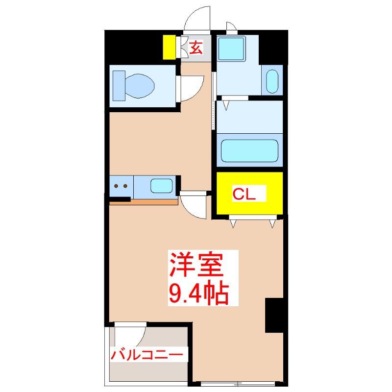 ベルーナ中央(1K/2階)の間取り写真