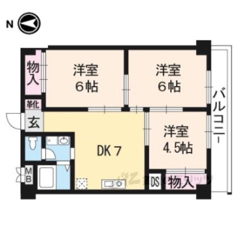 ハイツ青風(3DK/5階)の間取り写真