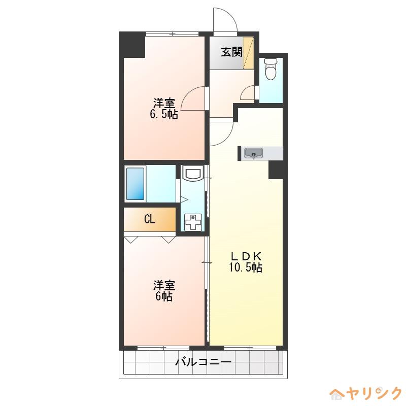 アークヒル(2LDK/6階)の間取り写真