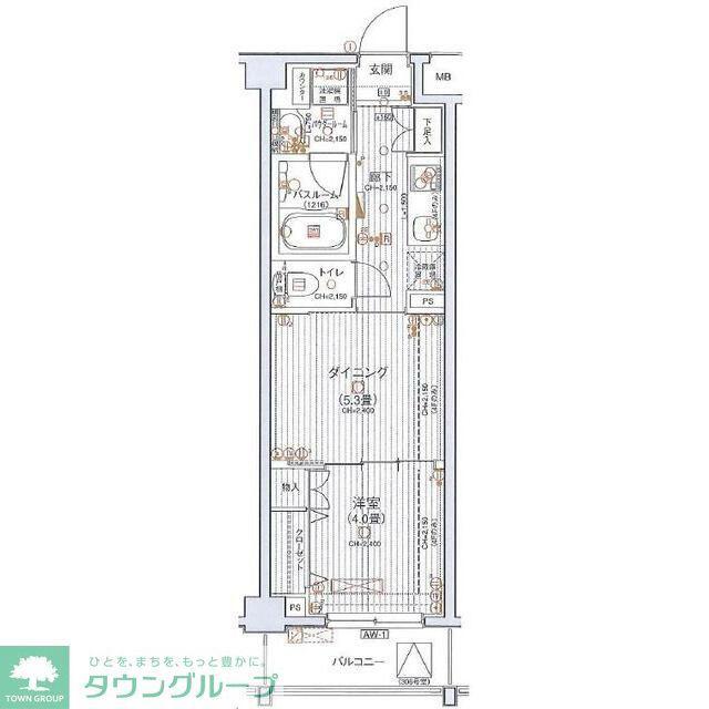 AXAS菊名LR(1DK/3階)の間取り写真