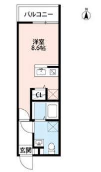 エルミタージュ夙川(1K/2階)の間取り写真