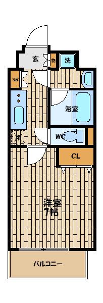 アーバネックス梅田西(1K/9階)の間取り写真
