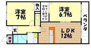 ポラリス(2LDK/1階)の間取り写真