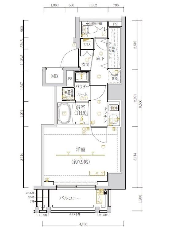 アルテシモ ノルガ(1K/4階)の間取り写真