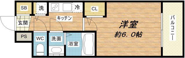 メインステージ大阪ノース MARK(1K/6階)の間取り写真