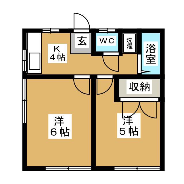 コーポ白梅(2K/2階)の間取り写真