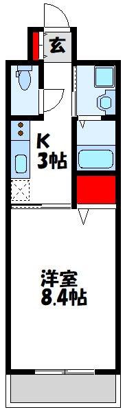 ピンズ赤間駅前(1K/9階)の間取り写真
