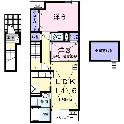 アムール 琴 III(2LDK/2階)の間取り写真