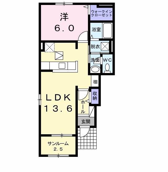 スズキ A(1LDK/1階)の間取り写真