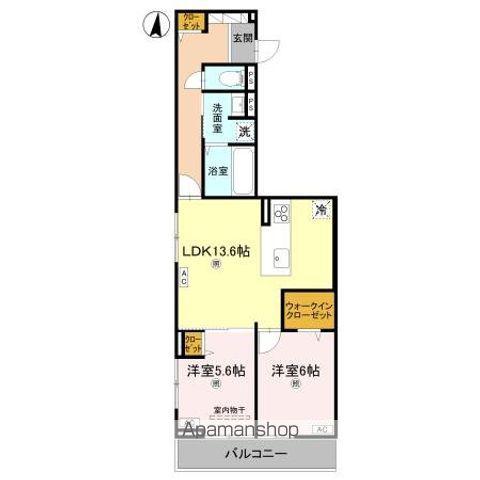 D-ROOM中小阪(2LDK/2階)の間取り写真