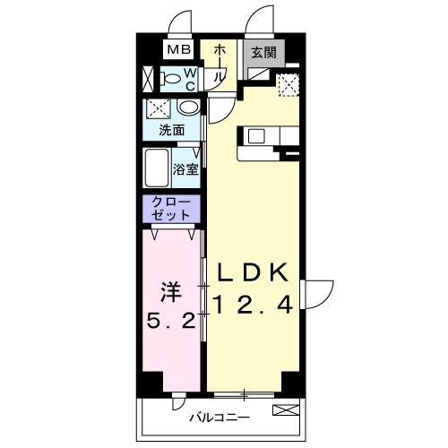 グランディール南大沢(1LDK/2階)の間取り写真