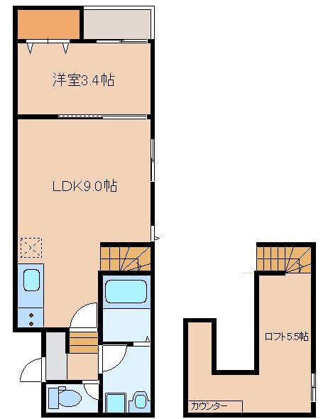 BA大橋(1LDK/1階)の間取り写真