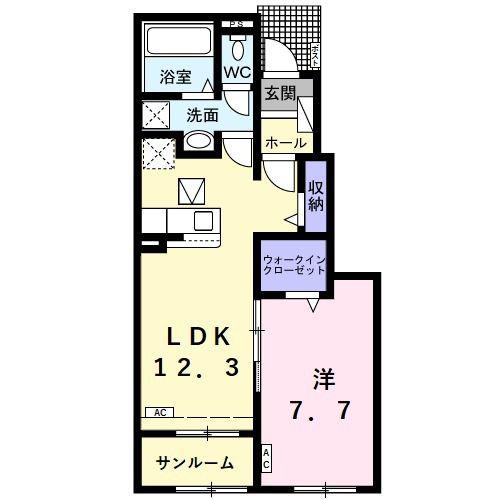 プリムローズ(1LDK/1階)の間取り写真