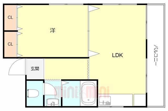 ヨロズマンション(1LDK/2階)の間取り写真