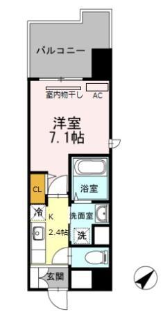 HILL FLAT OSAKI ヒルフラット大崎(1K/5階)の間取り写真