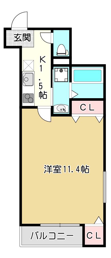 フジパレス吉田本町I番館(1K/3階)の間取り写真