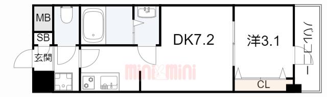 アドバンス神戸レイソレ(1DK/11階)の間取り写真