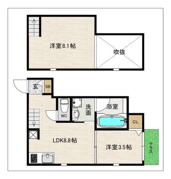 ドリームステージ大橋シエル(1LDK/2階)の間取り写真