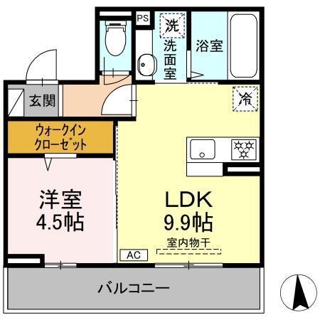 MELS COURT(1LDK/3階)の間取り写真