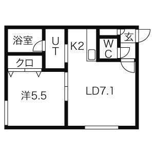 ラ・ガーレ麻生(1LDK/2階)の間取り写真