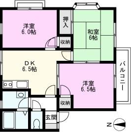 ローゼスハイム1番館(3DK/2階)の間取り写真