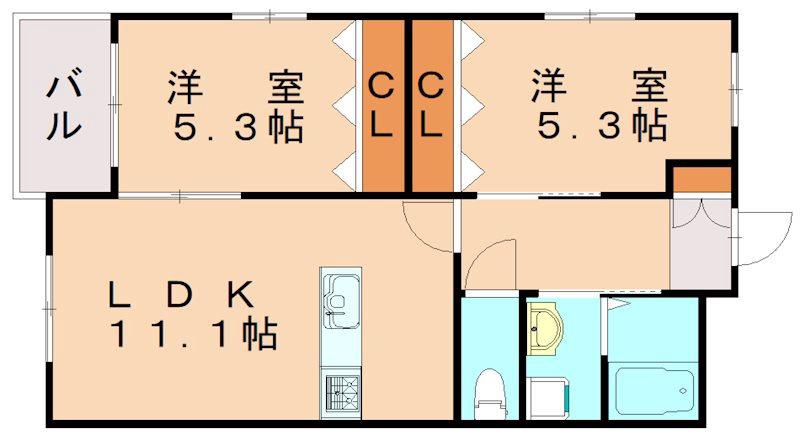 アドバンスM-2(2LDK/1階)の間取り写真