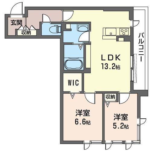 エスポワール(2LDK/2階)の間取り写真