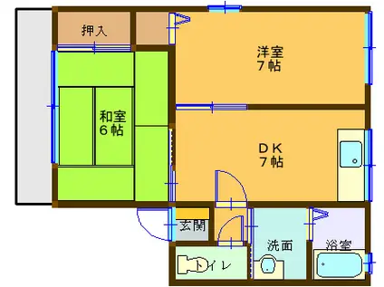 ハイムもみじ A棟(2DK/2階)の間取り写真