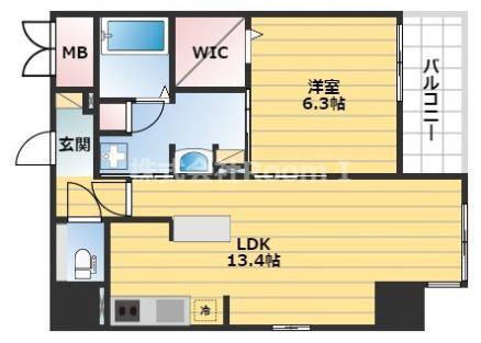 アビエール松屋町(1LDK/10階)の間取り写真