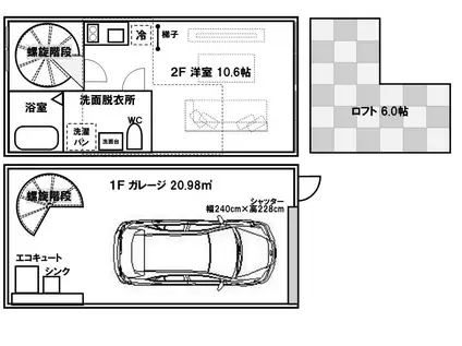 GLB向山 AREA-B(ワンルーム/2階)の間取り写真