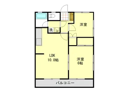 ほうれん荘B(2LDK/2階)の間取り写真
