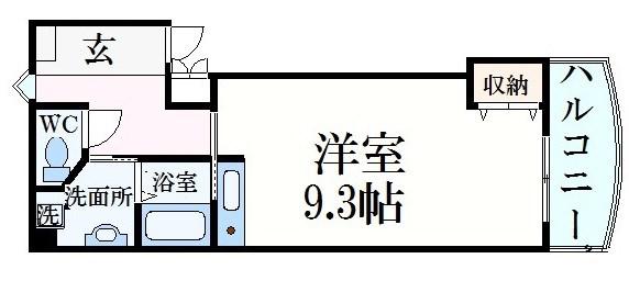 ハローハイツ(ワンルーム/3階)の間取り写真