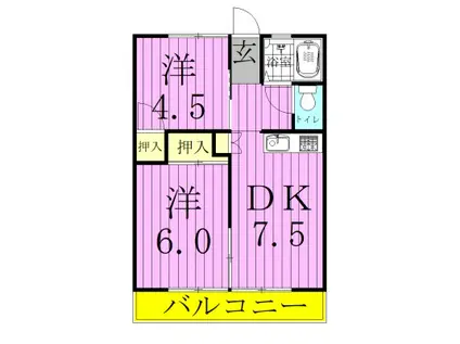 花嶋ハイツC(2DK/1階)の間取り写真