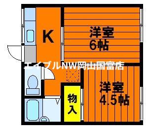 赤田ハイツ(2K/2階)の間取り写真