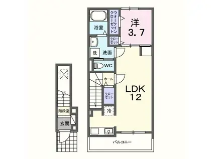 アイヴァーチュー I(1LDK/2階)の間取り写真