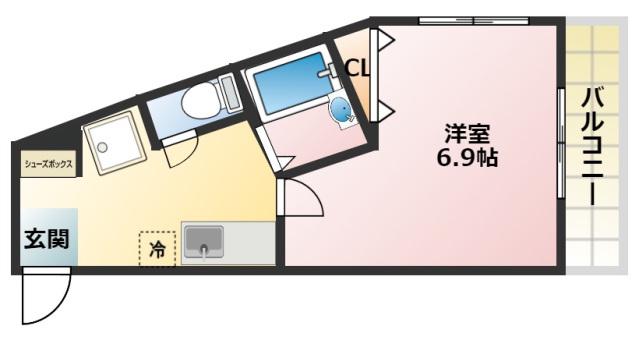 ポテト国富(1K/1階)の間取り写真
