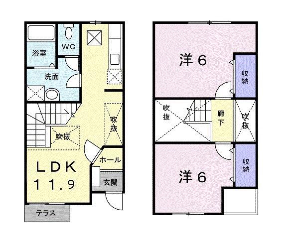 プリムヴェール(2LDK/1階)の間取り写真