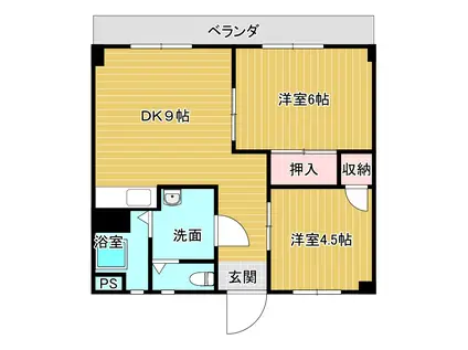 上村ビル(2DK/3階)の間取り写真