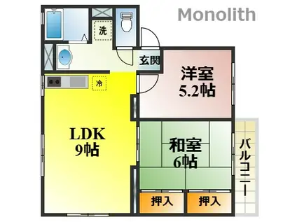 ソファレ大町(2LDK/2階)の間取り写真