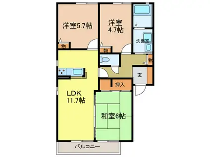 グリーンベル(3LDK/2階)の間取り写真