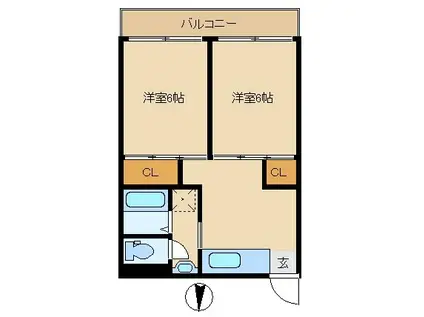 クリスタルハイム(2DK/3階)の間取り写真