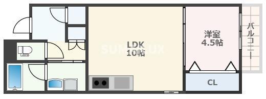 PARADISO熊本駅前(1LDK/2階)の間取り写真