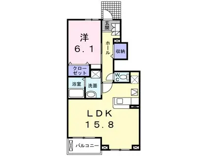 ラッフィナート レジデンスA(1LDK/1階)の間取り写真