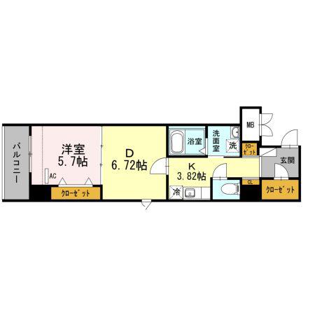 ラフィネ(2K/5階)の間取り写真