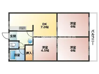 石切グリーンハイツ(3DK/2階)の間取り写真