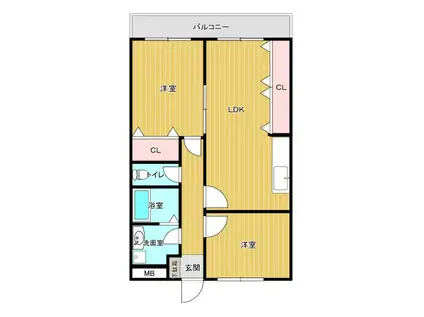 グランド-ル広見(2LDK/2階)の間取り写真