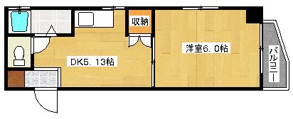田川ビル(1DK/4階)の間取り写真