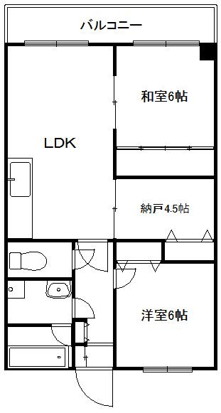 鷺沼トライアングルビル(2SLDK/2階)の間取り写真
